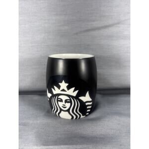 Starbucks 2011 Embossed Mermaid 14 Oz Coffee Mug Matte Black White Etched Logo